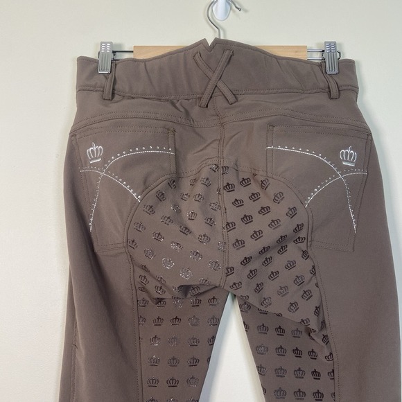 Horze Queenie Women's Silicone Full Seat Breeches Brown Black US SZ 28 Riding - Picture 7 of 11